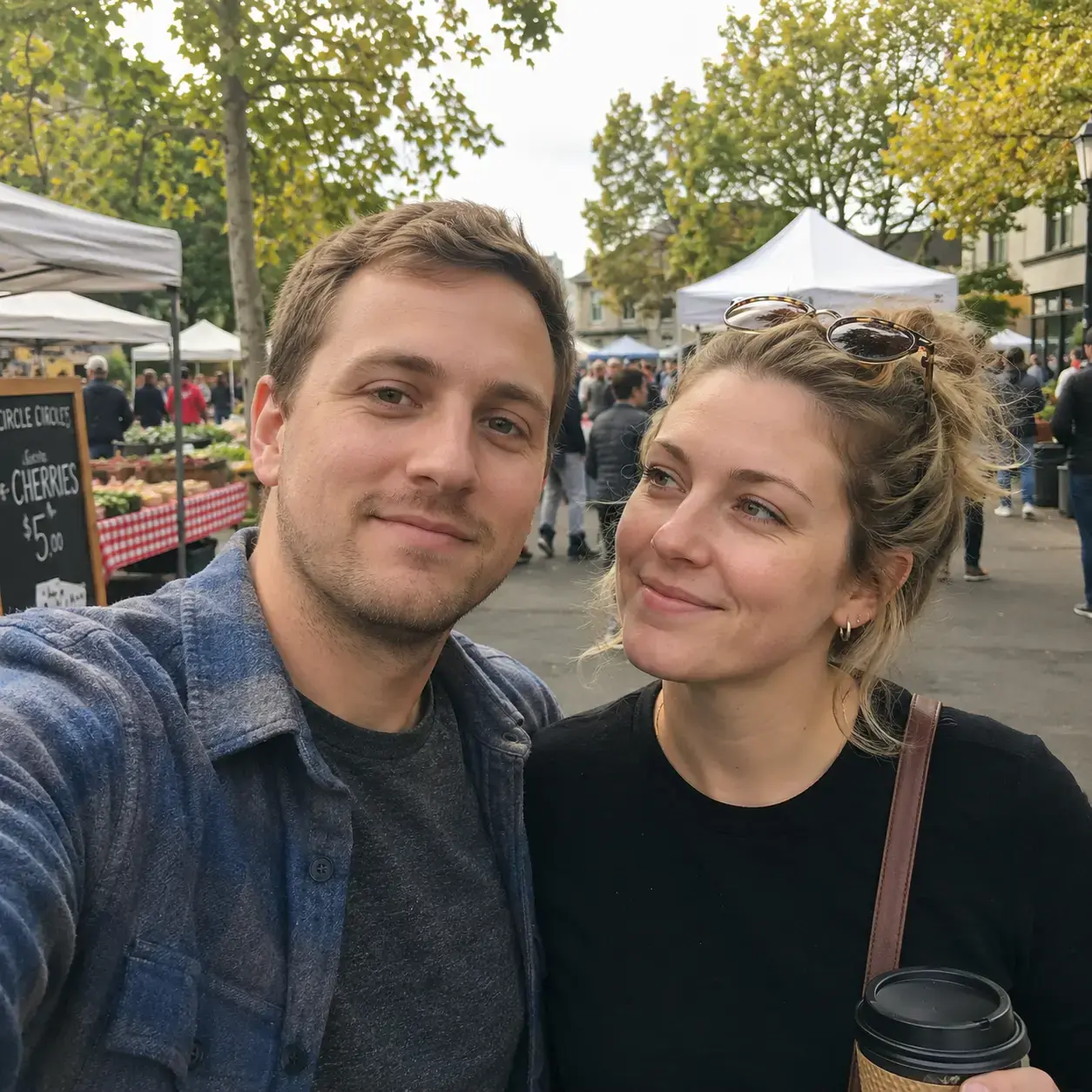 Nate and Claire Olson together outdoors.